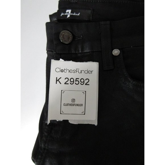 7 For All Mankind Jeans 26 Skinny Ripped Moto Distressed Dark USA - Picture 10 of 10